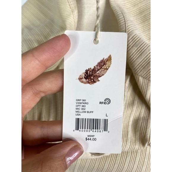 Chelsea & Violet Ribbed Natural Long Sleeve Bodysuit - Picture 9 of 11